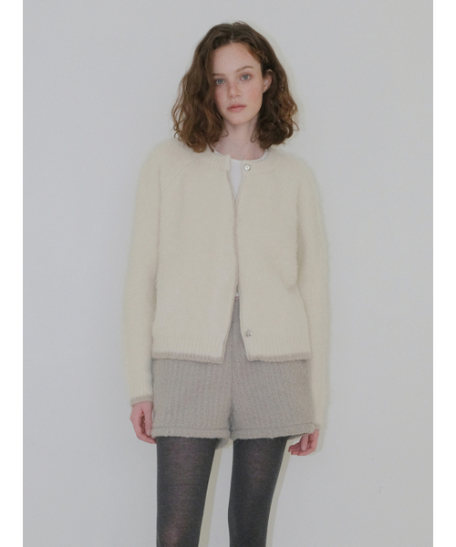 ETMON(エトモン)の「Hairy Yarn Knit Cardigan, Cream(カーディガン/ボレロ・レディース・その他・F)」の1枚目の写真