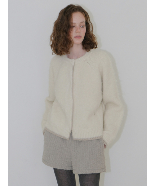 ETMON(エトモン)の「Hairy Yarn Knit Cardigan, Cream(カーディガン/ボレロ・レディース・その他・F)」の2枚目の写真