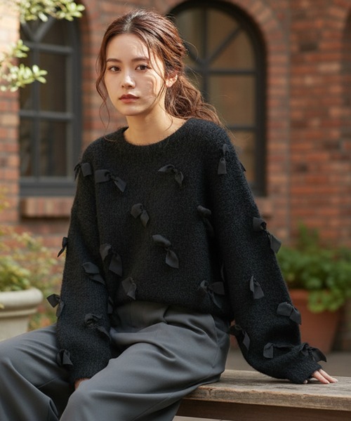 セール】ブークレ×ジョーゼットリボンニット（ニット/セーター