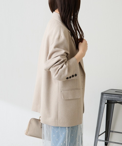 COLLAGE GALLARDAGALANTE（コラージュガリャルダガランテ）の「ツイードオーバージャケット/セットアップ可（テーラードジャケット・レディース・グレー/ベージュ・FREE）」の15枚目の写真