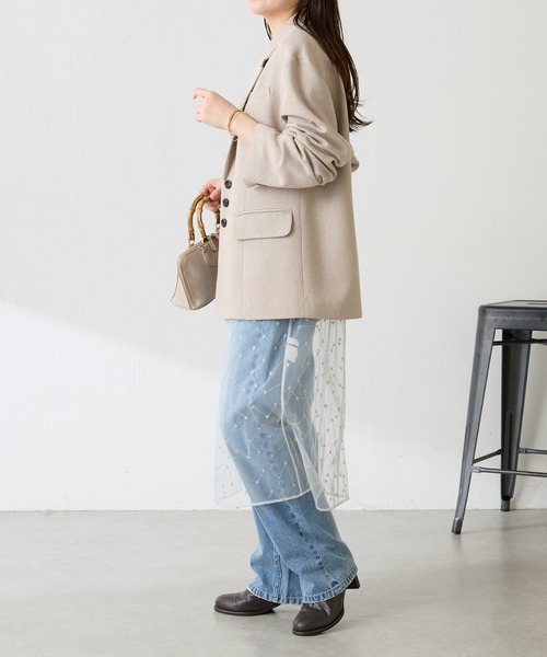 COLLAGE GALLARDAGALANTE（コラージュガリャルダガランテ）の「ツイードオーバージャケット/セットアップ可（テーラードジャケット・レディース・グレー/ベージュ・FREE）」の16枚目の写真