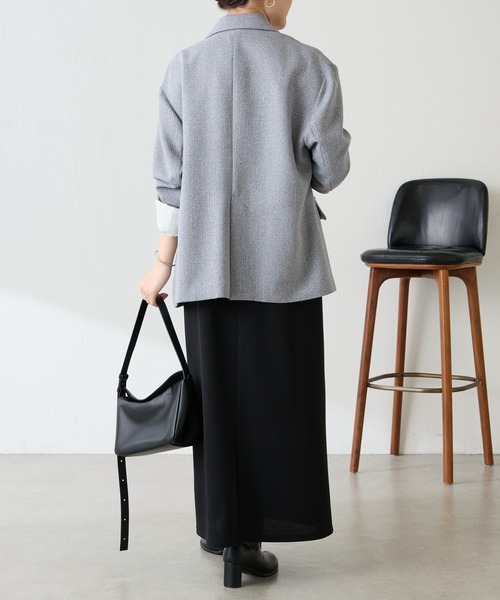 COLLAGE GALLARDAGALANTE（コラージュガリャルダガランテ）の「ツイードオーバージャケット/セットアップ可（テーラードジャケット・レディース・グレー/ベージュ・FREE）」の9枚目の写真