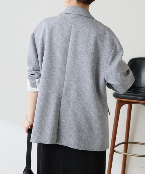 COLLAGE GALLARDAGALANTE（コラージュガリャルダガランテ）の「ツイードオーバージャケット/セットアップ可（テーラードジャケット・レディース・グレー/ベージュ・FREE）」の6枚目の写真