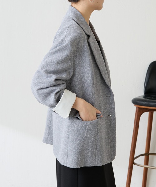 COLLAGE GALLARDAGALANTE（コラージュガリャルダガランテ）の「ツイードオーバージャケット/セットアップ可（テーラードジャケット・レディース・グレー/ベージュ・FREE）」の7枚目の写真