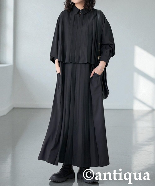 antiqua(アンティカ)の「プリーツワンピース(ワンピース・レディース・ブラック・ONESIZE)」の18枚目の写真