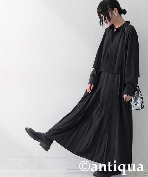 antiqua(アンティカ)の「プリーツワンピース(ワンピース・レディース・ブラック・ONESIZE)」の14枚目の写真