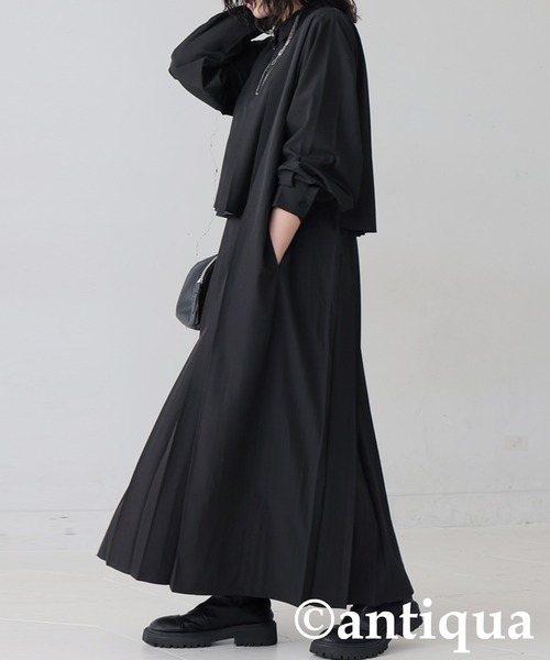 antiqua(アンティカ)の「プリーツワンピース(ワンピース・レディース・ブラック・ONESIZE)」の16枚目の写真