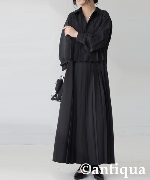 antiqua(アンティカ)の「プリーツワンピース(ワンピース・レディース・ブラック・ONESIZE)」の6枚目の写真