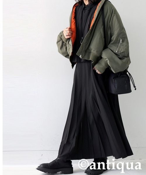 antiqua(アンティカ)の「プリーツワンピース(ワンピース・レディース・ブラック・ONESIZE)」の7枚目の写真
