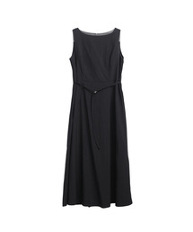 Belted pintuck long sleeveless dress_3 Colors