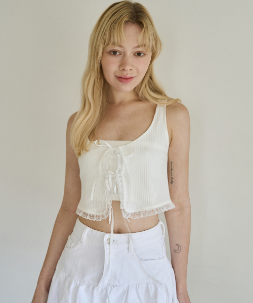 5OML(オーオーエムエル)の「ニットレーストップ(ホワイト)(Tシャツ/カットソー・レディース・ホワイト・LARGE/MEDIUM)」の4枚目の写真