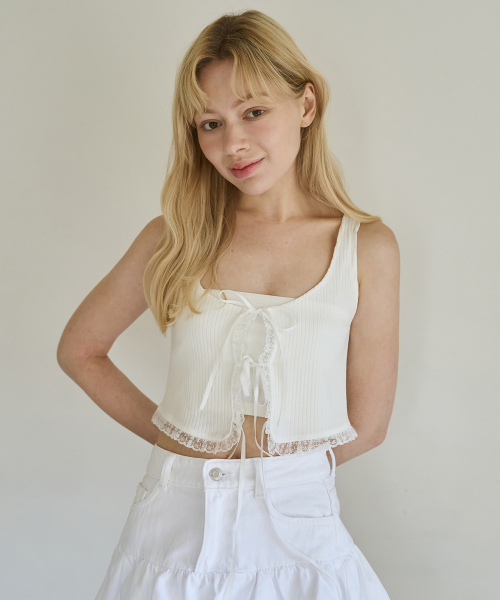 5OML(オーオーエムエル)の「ニットレーストップ(ホワイト)(Tシャツ/カットソー・レディース・ホワイト・LARGE/MEDIUM)」の5枚目の写真