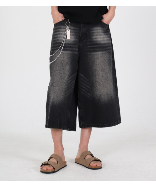 BUTTON SEOUL(ボタンソウル)の「キャットブラシ ヴィンテージ バミューダデニムパンツ(黒青)(その他パンツ・メンズ・その他・MEDIUM/LARGE/X-LARGE)」の7枚目の写真