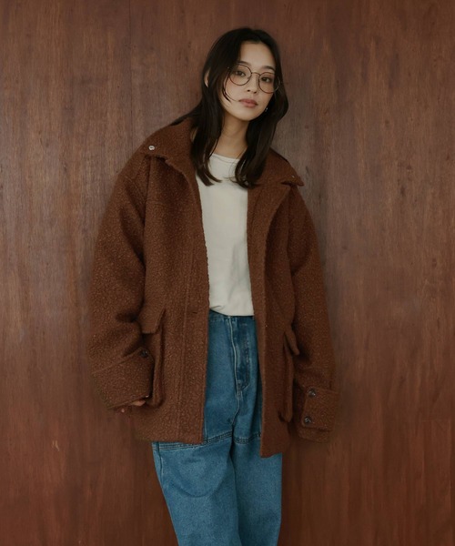 セール】ブークレスタンドカラーコート（テーラードジャケット