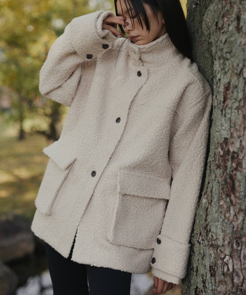 a出品です。24時間以内発送スタンドカラー　ブークレジャケット 36 セール】ブークレスタンドカラーコート（テーラードジャケット