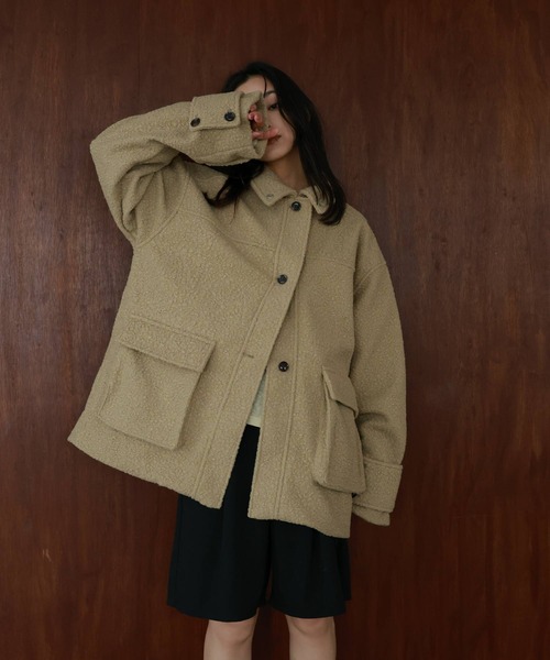 mimi accessoryhellam ブークレスタンドカラーコート セール】ブークレスタンドカラーコート（テーラードジャケット