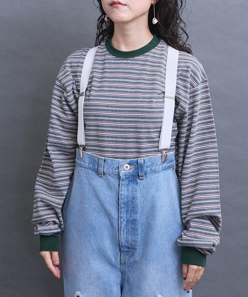 I am I in fact...（アイアムアイインファクト）の「multi border long sleeve Tシャツ（Tシャツ/カットソー・レディース・グレー/ブラウン/レッド・FREE）」の2枚目の写真