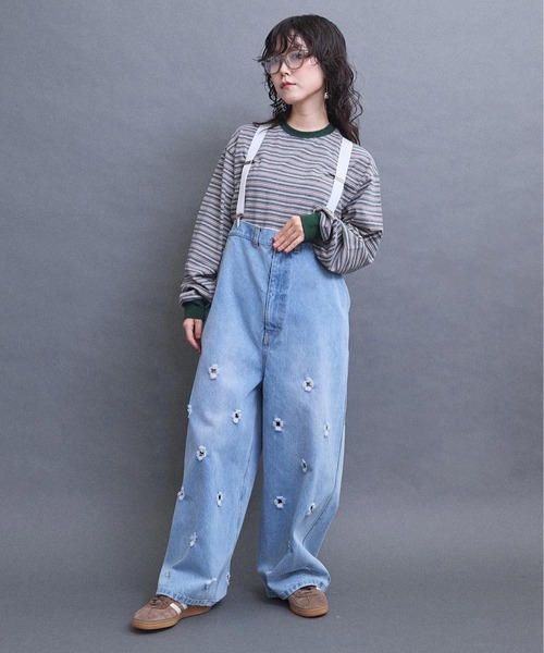 I am I in fact...（アイアムアイインファクト）の「multi border long sleeve Tシャツ（Tシャツ/カットソー・レディース・グレー/ブラウン/レッド・FREE）」の11枚目の写真