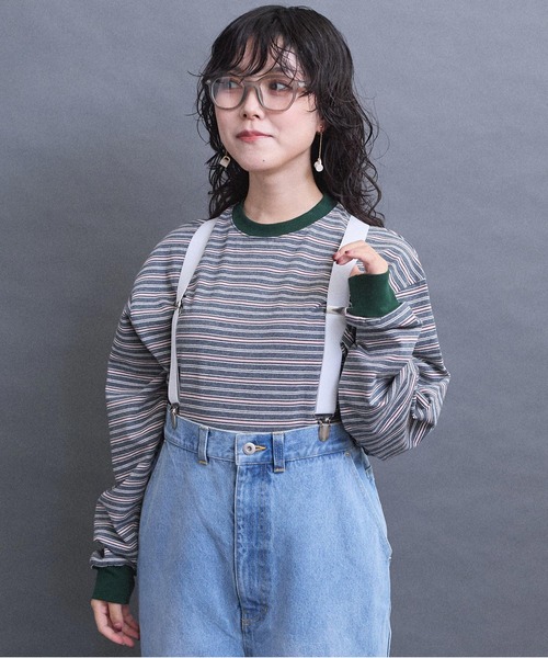 I am I in fact...（アイアムアイインファクト）の「multi border long sleeve Tシャツ（Tシャツ/カットソー・レディース・グレー/ブラウン/レッド・FREE）」の4枚目の写真