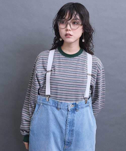 I am I in fact...（アイアムアイインファクト）の「multi border long sleeve Tシャツ（Tシャツ/カットソー・レディース・グレー/ブラウン/レッド・FREE）」の5枚目の写真