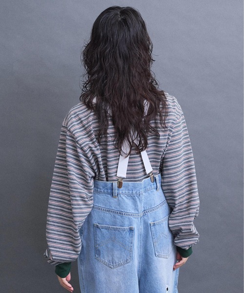 I am I in fact...（アイアムアイインファクト）の「multi border long sleeve Tシャツ（Tシャツ/カットソー・レディース・グレー/ブラウン/レッド・FREE）」の7枚目の写真