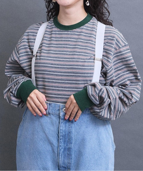 I am I in fact...（アイアムアイインファクト）の「multi border long sleeve Tシャツ（Tシャツ/カットソー・レディース・グレー/ブラウン/レッド・FREE）」の8枚目の写真