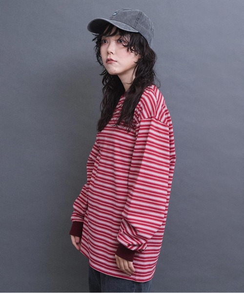 I am I in fact...（アイアムアイインファクト）の「multi border long sleeve Tシャツ（Tシャツ/カットソー・レディース・グレー/ブラウン/レッド・FREE）」の18枚目の写真