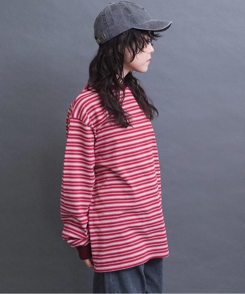 I am I in fact...（アイアムアイインファクト）の「multi border long sleeve Tシャツ（Tシャツ/カットソー・レディース・グレー/ブラウン/レッド・FREE）」の20枚目の写真