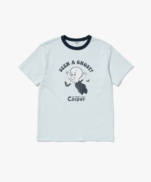 CASPER x PLAC ネック配色グラフィックTシャツ スカイブルー
