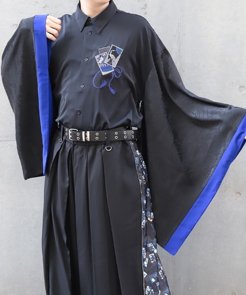 REZEN(リゼン)の「花札刺繍和袖シャツ(シャツ/ブラウス・メンズ・ローズ/ブルーパープル/レッドパープル・LARGE/MEDIUM)」の2枚目の写真