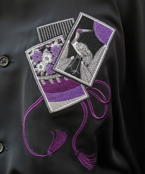 REZEN(リゼン)の「花札刺繍和袖シャツ(シャツ/ブラウス・メンズ・ローズ/ブルーパープル/レッドパープル・LARGE/MEDIUM)」の9枚目の写真
