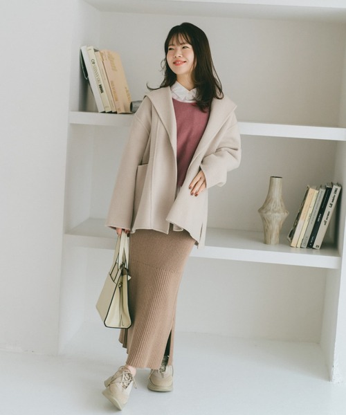 COHINA(コヒナ)の「ウールリバーミドルコート 【低身長・小柄女性】(その他アウター・レディース・ベージュ/グリーン/ブラウン/ブラック・ONE SIZE)」の22枚目の写真