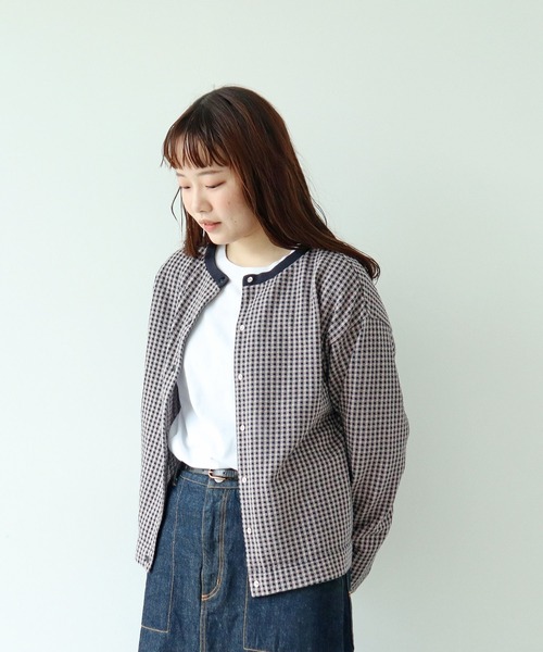 PAR ICI（パーリッシィ）の「ギンガムジャガード ゆるっとカーディガン（カーディガン/ボレロ・レディース・ブラウン/ブラック/ネイビー/ブルー/ピンク系その他・FREE）」の5枚目の写真