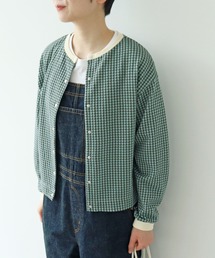 カーディガン/ボレロ（グリーン・カーキ/緑色系・チェック柄