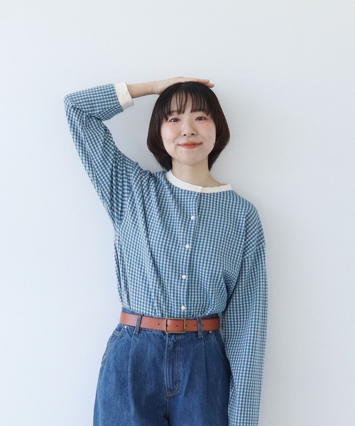 PAR ICI（パーリッシィ）の「ギンガムジャガード ゆるっとカーディガン（カーディガン/ボレロ・レディース・ブラウン/ブラック/ネイビー/ブルー/ピンク系その他・FREE）」の4枚目の写真