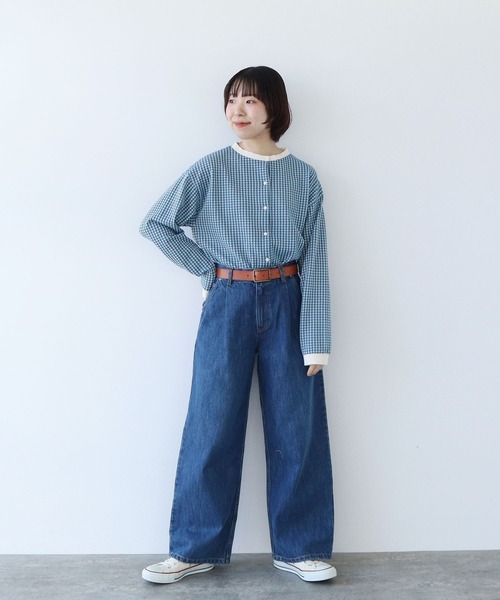 PAR ICI（パーリッシィ）の「ギンガムジャガード ゆるっとカーディガン（カーディガン/ボレロ・レディース・ブラウン/ブラック/ネイビー/ブルー/ピンク系その他・FREE）」の12枚目の写真