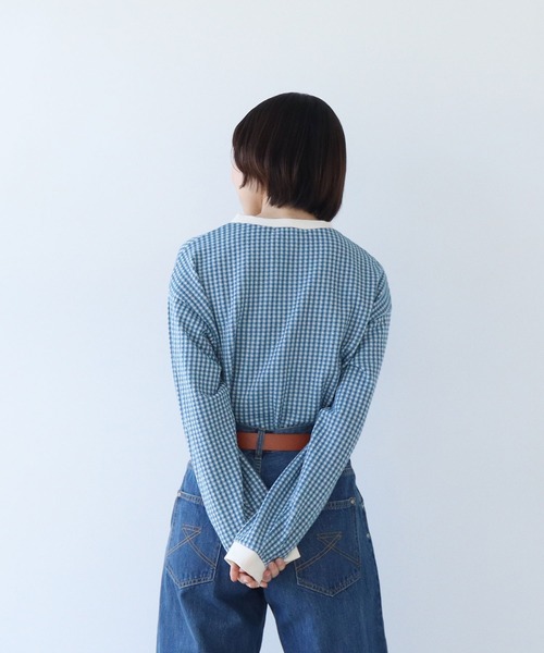 PAR ICI（パーリッシィ）の「ギンガムジャガード ゆるっとカーディガン（カーディガン/ボレロ・レディース・ブラウン/ブラック/ネイビー/ブルー/ピンク系その他・FREE）」の9枚目の写真