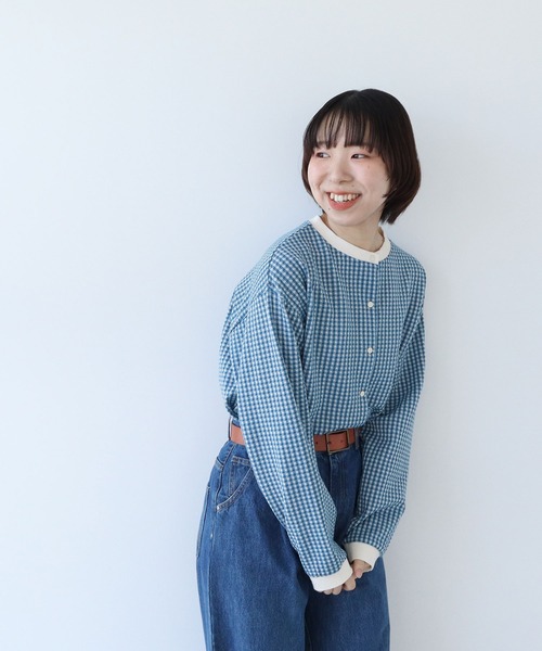 PAR ICI（パーリッシィ）の「ギンガムジャガード ゆるっとカーディガン（カーディガン/ボレロ・レディース・ブラウン/ブラック/ネイビー/ブルー/ピンク系その他・FREE）」の11枚目の写真