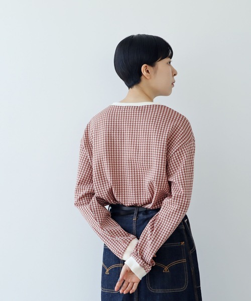 PAR ICI（パーリッシィ）の「ギンガムジャガード ゆるっとカーディガン（カーディガン/ボレロ・レディース・ブラウン/ブラック/ネイビー/ブルー/ピンク系その他・FREE）」の19枚目の写真