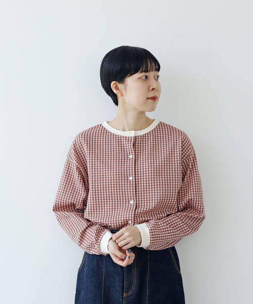 PAR ICI（パーリッシィ）の「ギンガムジャガード ゆるっとカーディガン（カーディガン/ボレロ・レディース・ブラウン/ブラック/ネイビー/ブルー/ピンク系その他・FREE）」の21枚目の写真