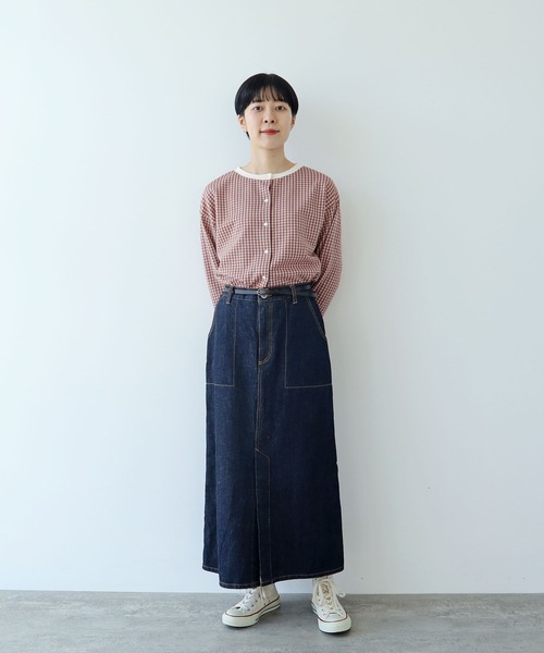 PAR ICI（パーリッシィ）の「ギンガムジャガード ゆるっとカーディガン（カーディガン/ボレロ・レディース・ブラウン/ブラック/ネイビー/ブルー/ピンク系その他・FREE）」の22枚目の写真