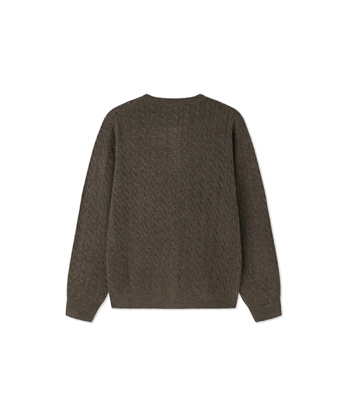 BLACKBROWN（ブラックブラウン）の「ラウンドネックケーブルニットカーディガン[BROWN]（カーディガン/ボレロ・メンズ・その他・MEDIUM/LARGE）」の2枚目の写真