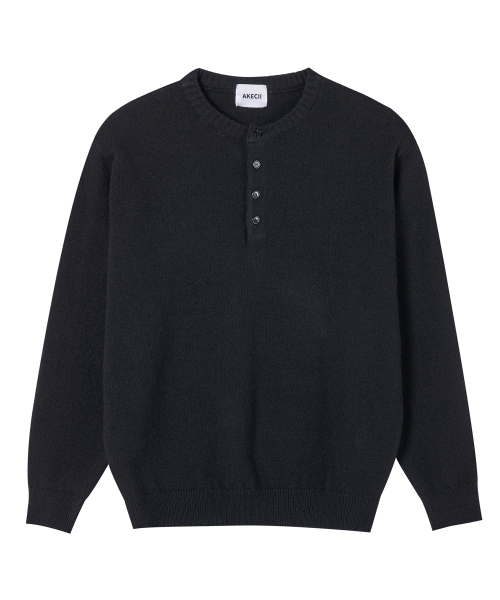 AKECII(アケシ)の「マルク ヘンリーネック ニット_ブラック(ニット/セーター・メンズ・その他・ONE SIZE)」の1枚目の写真
