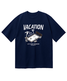 サマー バケーション オーバーサイズ 半袖Tシャツ [ネイビー]