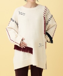【産前・産後対応】マタニティ/ステッチ刺繍ニット 625198
