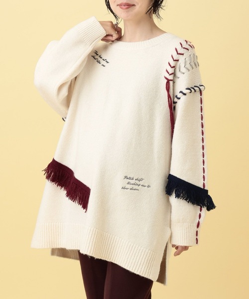 LEPSIM（レプシィム）の「【産前・産後対応】マタニティ／ステッチ刺繍ニット　625198（ニット/セーター・レディース・グレー/アイボリー・FREE）」の4枚目の写真