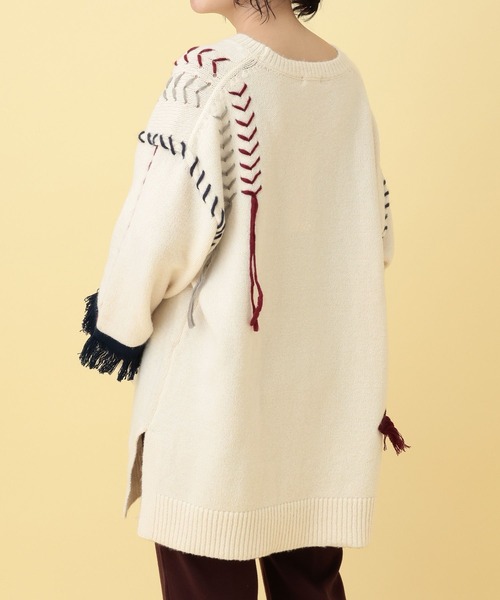 LEPSIM（レプシィム）の「【産前・産後対応】マタニティ／ステッチ刺繍ニット　625198（ニット/セーター・レディース・グレー/アイボリー・FREE）」の6枚目の写真