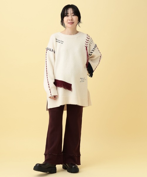 LEPSIM（レプシィム）の「【産前・産後対応】マタニティ／ステッチ刺繍ニット　625198（ニット/セーター・レディース・グレー/アイボリー・FREE）」の7枚目の写真