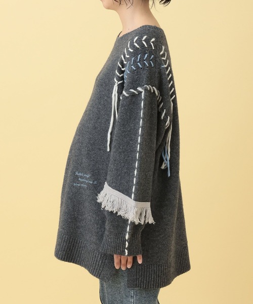 LEPSIM（レプシィム）の「【産前・産後対応】マタニティ／ステッチ刺繍ニット　625198（ニット/セーター・レディース・グレー/アイボリー・FREE）」の18枚目の写真