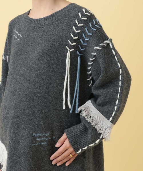 LEPSIM（レプシィム）の「【産前・産後対応】マタニティ／ステッチ刺繍ニット　625198（ニット/セーター・レディース・グレー/アイボリー・FREE）」の21枚目の写真